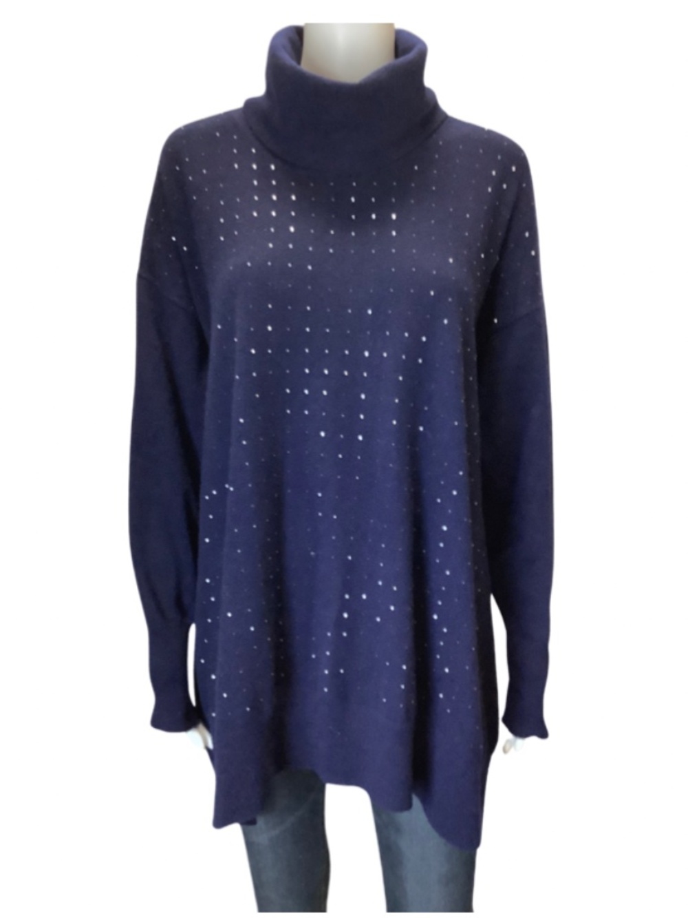 William Sharp Blue Sparkle Cashmere Sweater Size: M